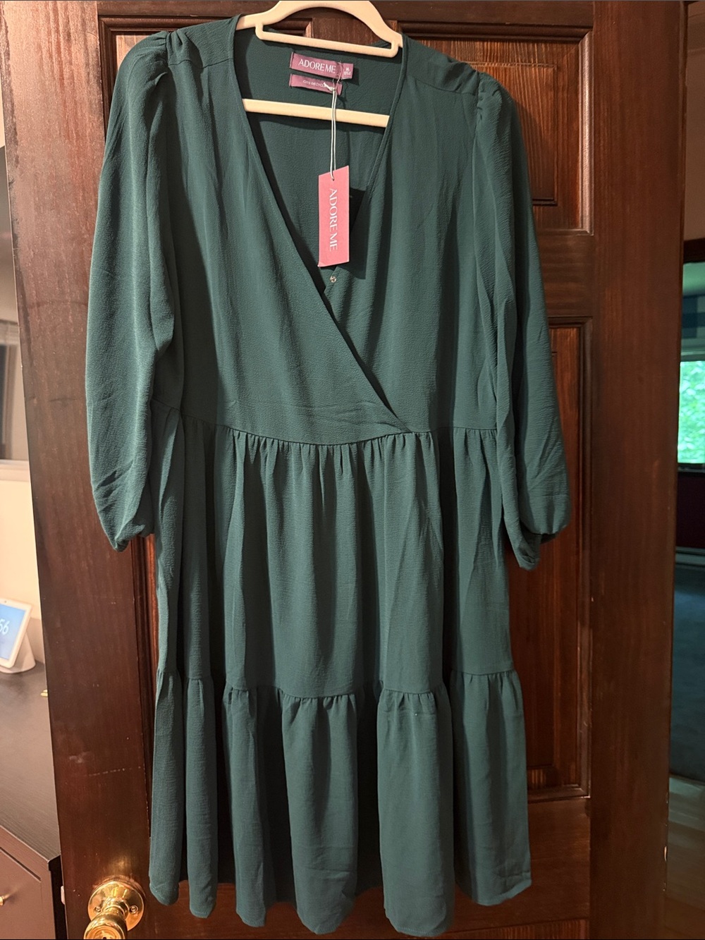 Adore Me Teal V-Neck Tiered Midi Dress